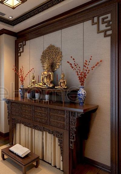  Phòng thờ Phật 2 tầng cho biệt thự chung cư - Mẫu 011